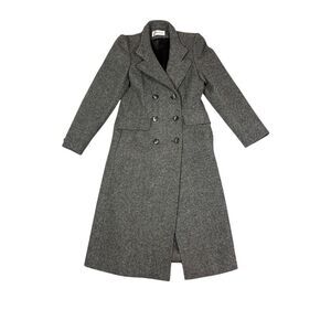 Bromleigh Tweed Coat Womens XS Gray Long Wool Double Breasted
